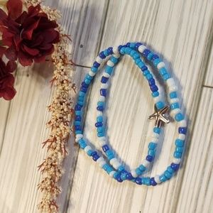 Starfish ankle bracelet, Beaded anklet, Beach ankle bracelet